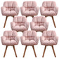 Armless Office Chair Modern Desk Chair with 4 Wooden Legs for Bedroom Pink 8 Piece Set Clearhalo 'furn' 'furn_office_chair' 'Furniture' 'Office Chairs' 'Office Furniture' 'office_chair' 7639162