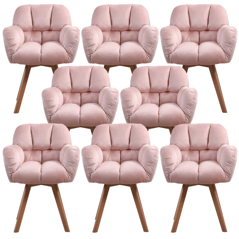 Armless Office Chair Modern Desk Chair with 4 Wooden Legs for Bedroom Pink 8 Piece Set Clearhalo 'furn' 'furn_office_chair' 'Furniture' 'Office Chairs' 'Office Furniture' 'office_chair' 7639162