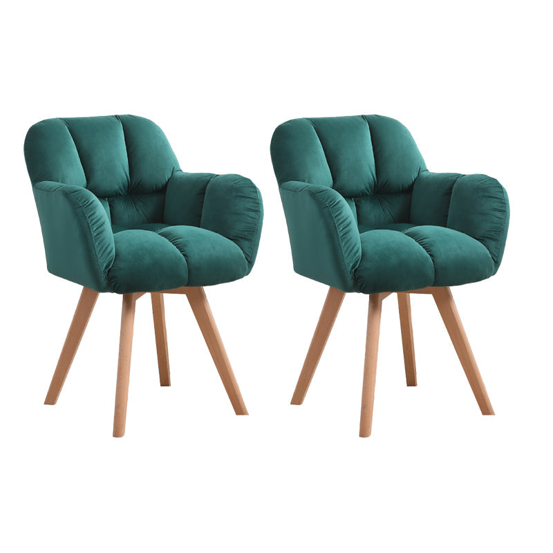 Armless Office Chair Modern Desk Chair with 4 Wooden Legs for Bedroom Green 2 Piece Set Clearhalo 'furn' 'furn_office_chair' 'Furniture' 'Office Chairs' 'Office Furniture' 'office_chair' 7639163