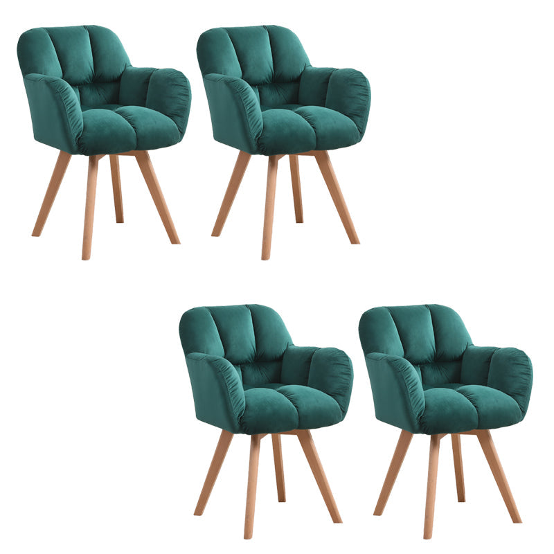 Armless Office Chair Modern Desk Chair with 4 Wooden Legs for Bedroom Green 4 Piece Set Clearhalo 'furn' 'furn_office_chair' 'Furniture' 'Office Chairs' 'Office Furniture' 'office_chair' 7639164