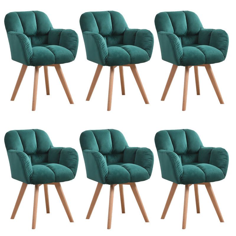 Armless Office Chair Modern Desk Chair with 4 Wooden Legs for Bedroom Green 6 Piece Set Clearhalo 'furn' 'furn_office_chair' 'Furniture' 'Office Chairs' 'Office Furniture' 'office_chair' 7639165