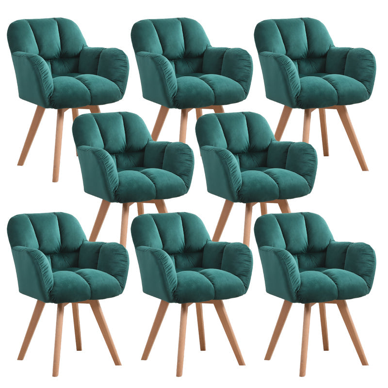 Armless Office Chair Modern Desk Chair with 4 Wooden Legs for Bedroom Green 8 Piece Set Clearhalo 'furn' 'furn_office_chair' 'Furniture' 'Office Chairs' 'Office Furniture' 'office_chair' 7639166