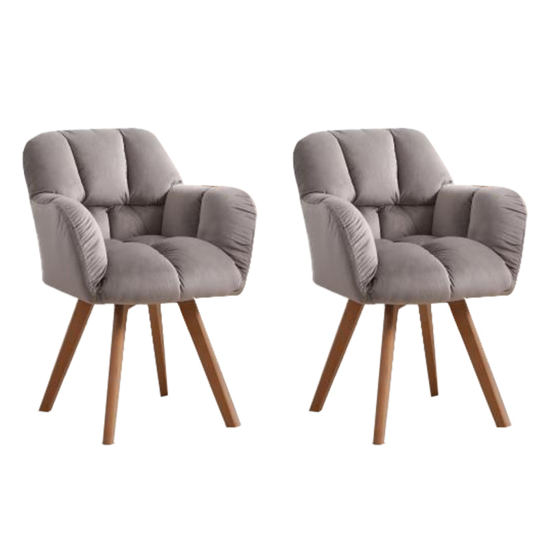 Armless Office Chair Modern Desk Chair with 4 Wooden Legs for Bedroom Grey 2 Piece Set Clearhalo 'furn' 'furn_office_chair' 'Furniture' 'Office Chairs' 'Office Furniture' 'office_chair' 7639167