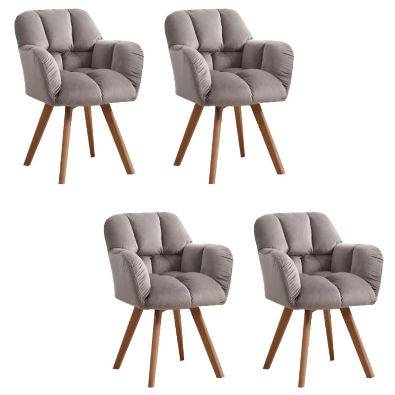Armless Office Chair Modern Desk Chair with 4 Wooden Legs for Bedroom Grey 4 Piece Set Clearhalo 'furn' 'furn_office_chair' 'Furniture' 'Office Chairs' 'Office Furniture' 'office_chair' 7639168
