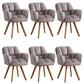 Armless Office Chair Modern Desk Chair with 4 Wooden Legs for Bedroom Grey 6 Piece Set Clearhalo 'furn' 'furn_office_chair' 'Furniture' 'Office Chairs' 'Office Furniture' 'office_chair' 7639169