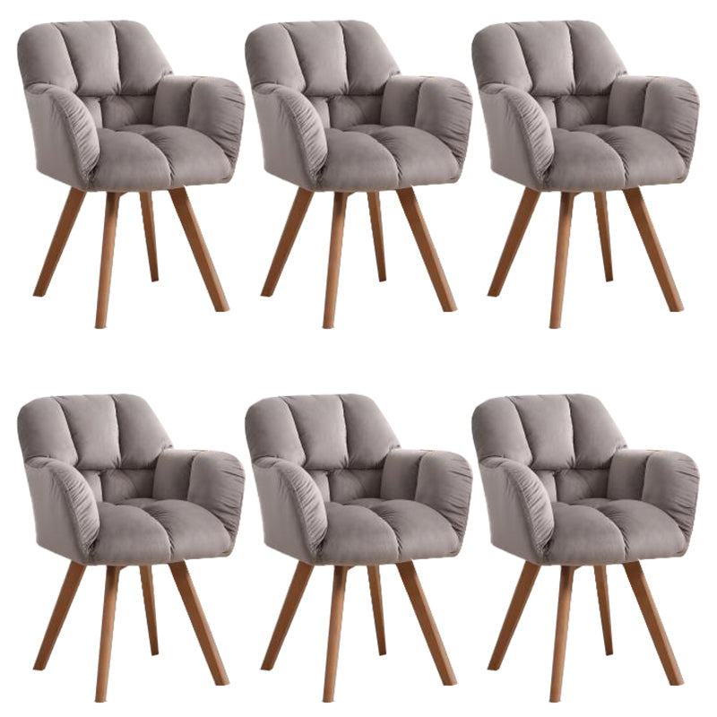 Armless Office Chair Modern Desk Chair with 4 Wooden Legs for Bedroom Grey 6 Piece Set Clearhalo 'furn' 'furn_office_chair' 'Furniture' 'Office Chairs' 'Office Furniture' 'office_chair' 7639169
