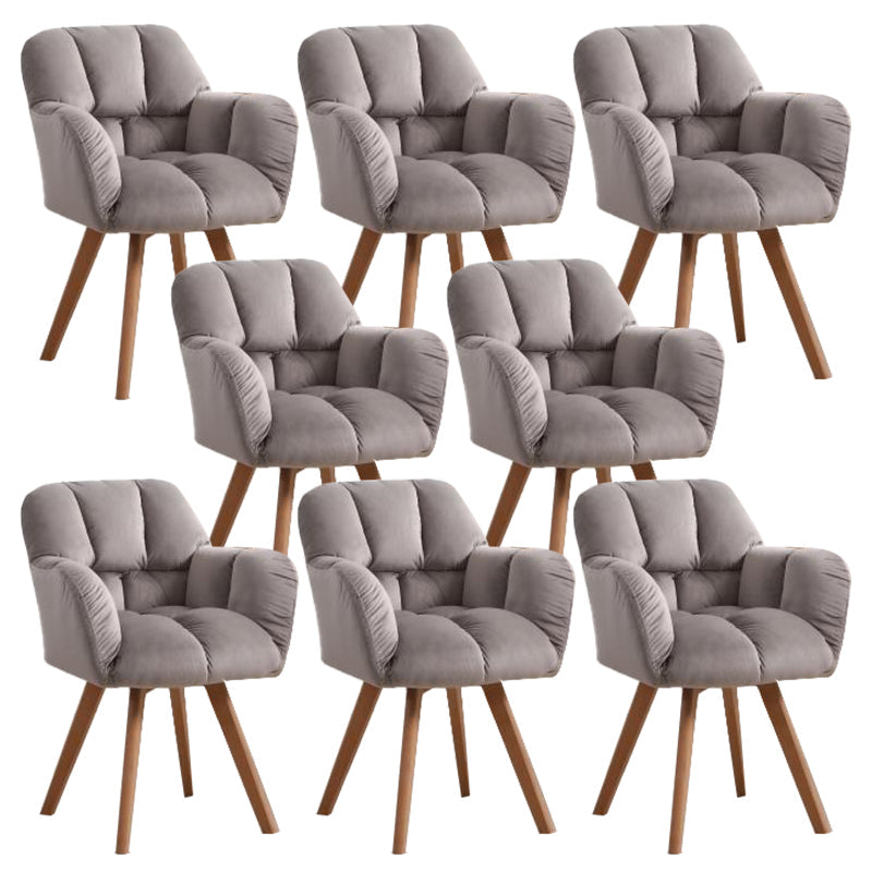 Armless Office Chair Modern Desk Chair with 4 Wooden Legs for Bedroom Grey 8 Piece Set Clearhalo 'furn' 'furn_office_chair' 'Furniture' 'Office Chairs' 'Office Furniture' 'office_chair' 7639170