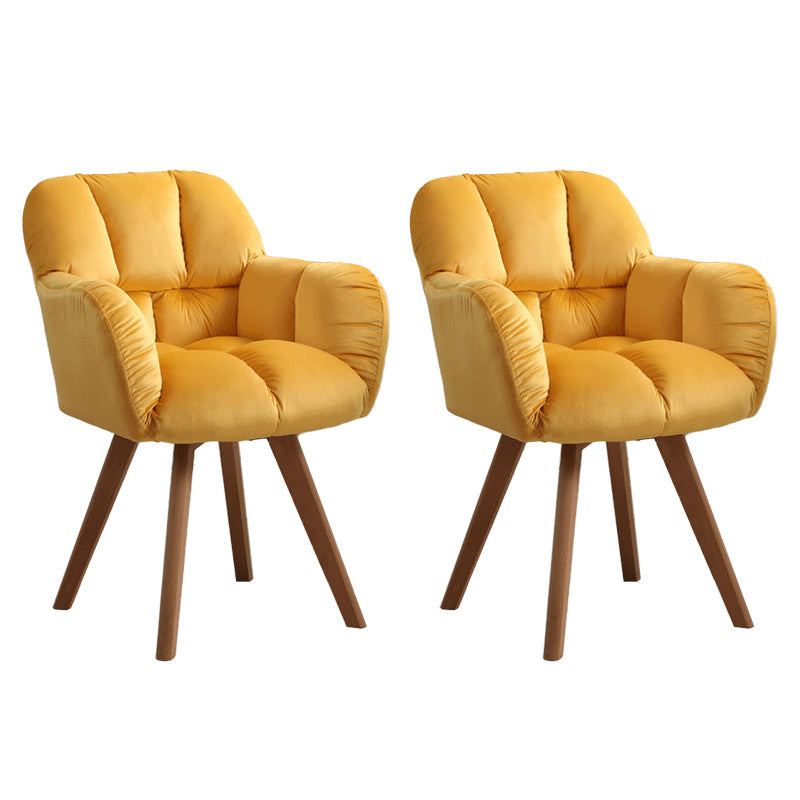 Armless Office Chair Modern Desk Chair with 4 Wooden Legs for Bedroom Yellow 2 Piece Set Clearhalo 'furn' 'furn_office_chair' 'Furniture' 'Office Chairs' 'Office Furniture' 'office_chair' 7639172