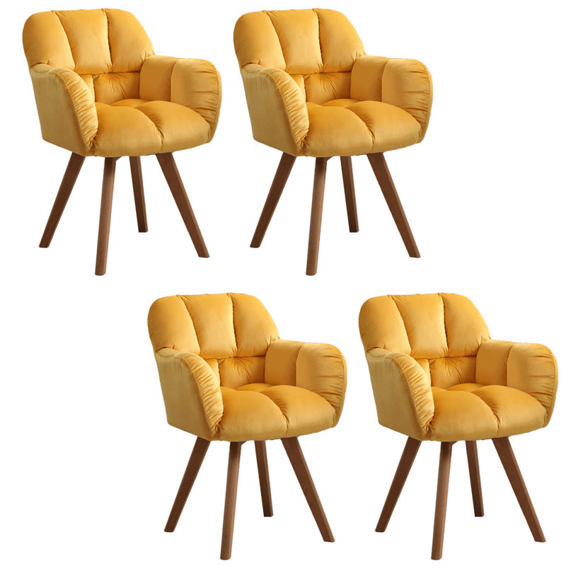 Armless Office Chair Modern Desk Chair with 4 Wooden Legs for Bedroom Yellow 4 Piece Set Clearhalo 'furn' 'furn_office_chair' 'Furniture' 'Office Chairs' 'Office Furniture' 'office_chair' 7639173