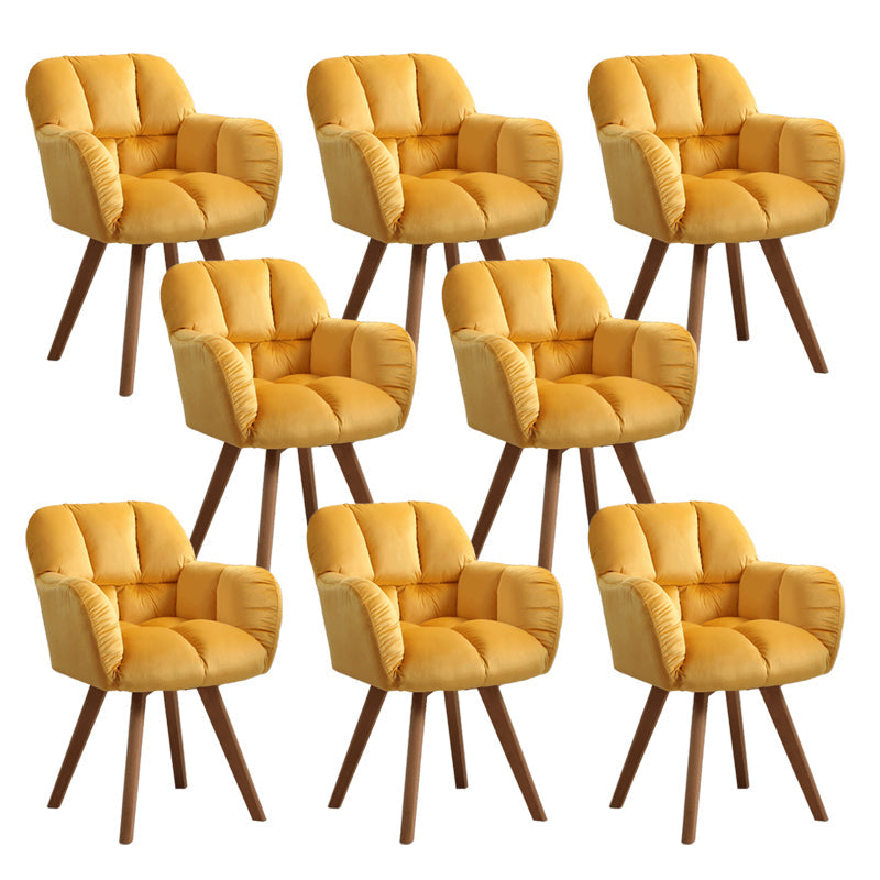 Armless Office Chair Modern Desk Chair with 4 Wooden Legs for Bedroom Yellow 8 Piece Set Clearhalo 'furn' 'furn_office_chair' 'Furniture' 'Office Chairs' 'Office Furniture' 'office_chair' 7639175
