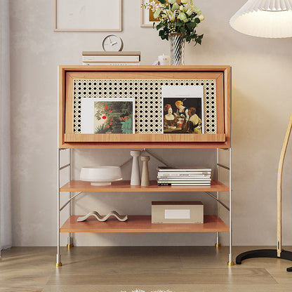 Closed Back Bookcase Modern Style Solid Wood Bookshelf with Shelves 33"L x 16"W x 37"H Cherry