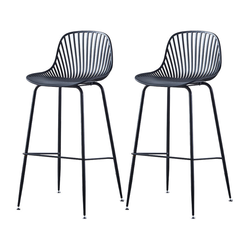 Contemporary Bucket Low Back Armless Bar Stools with Metal Base