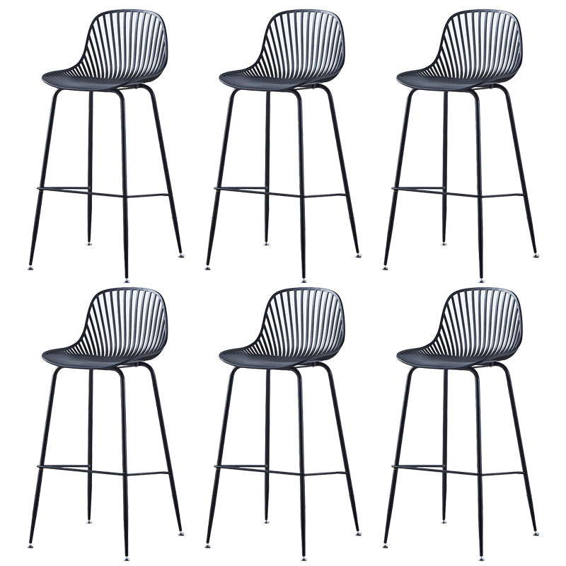 Contemporary Bucket Low Back Armless Bar Stools with Metal Base