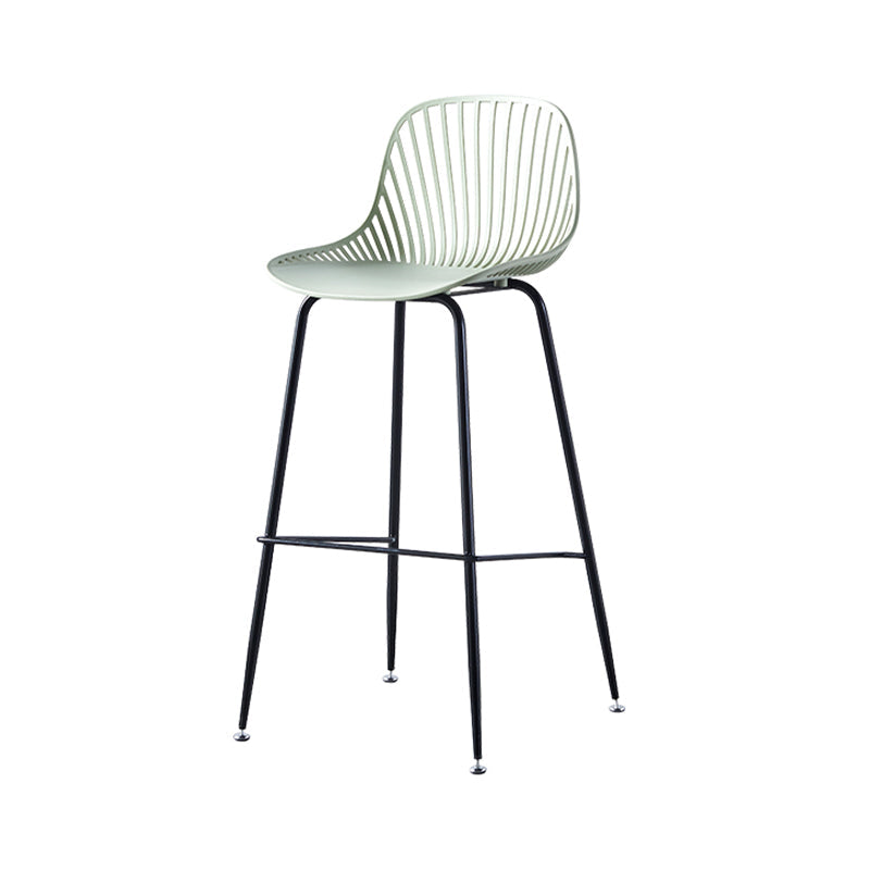 Contemporary Bucket Low Back Armless Bar Stools with Metal Base