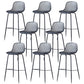 Contemporary Bucket Low Back Armless Bar Stools with Metal Base