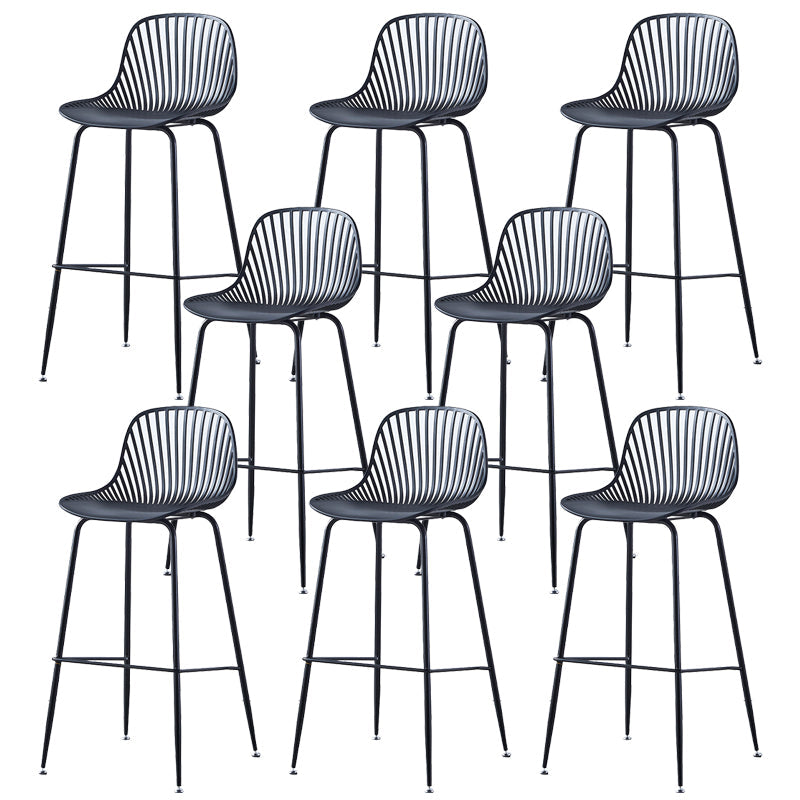 Contemporary Bucket Low Back Armless Bar Stools with Metal Base