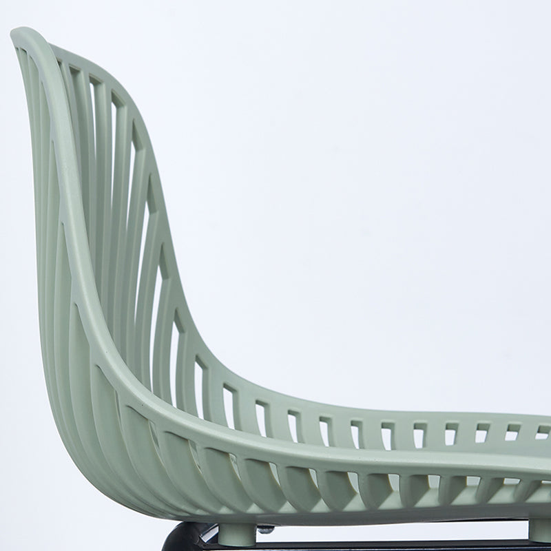 Contemporary Bucket Low Back Armless Bar Stools with Metal Base