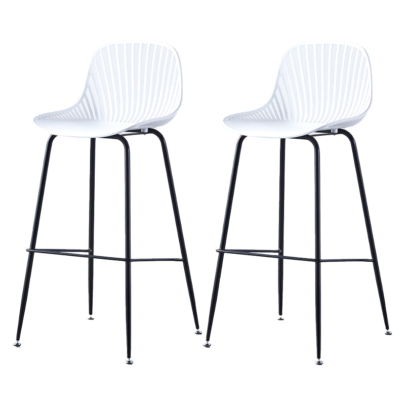 Contemporary Bucket Low Back Armless Bar Stools with Metal Base