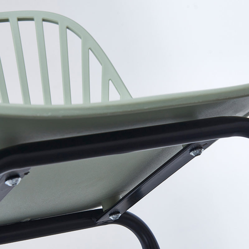 Contemporary Bucket Low Back Armless Bar Stools with Metal Base