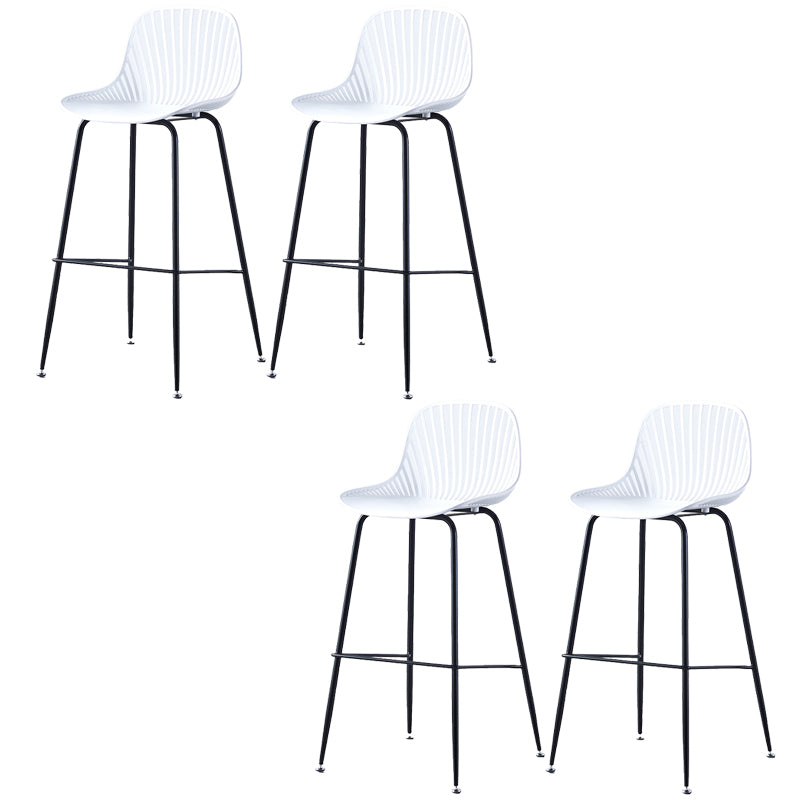 Contemporary Bucket Low Back Armless Bar Stools with Metal Base