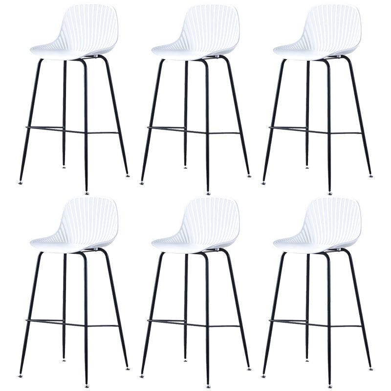 Contemporary Bucket Low Back Armless Bar Stools with Metal Base