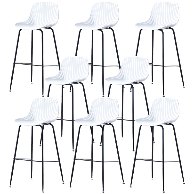 Contemporary Bucket Low Back Armless Bar Stools with Metal Base