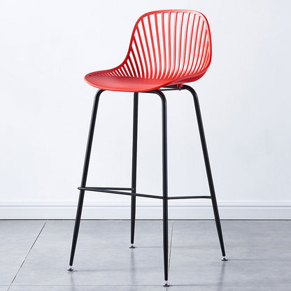 Contemporary Bucket Low Back Armless Bar Stools with Metal Base