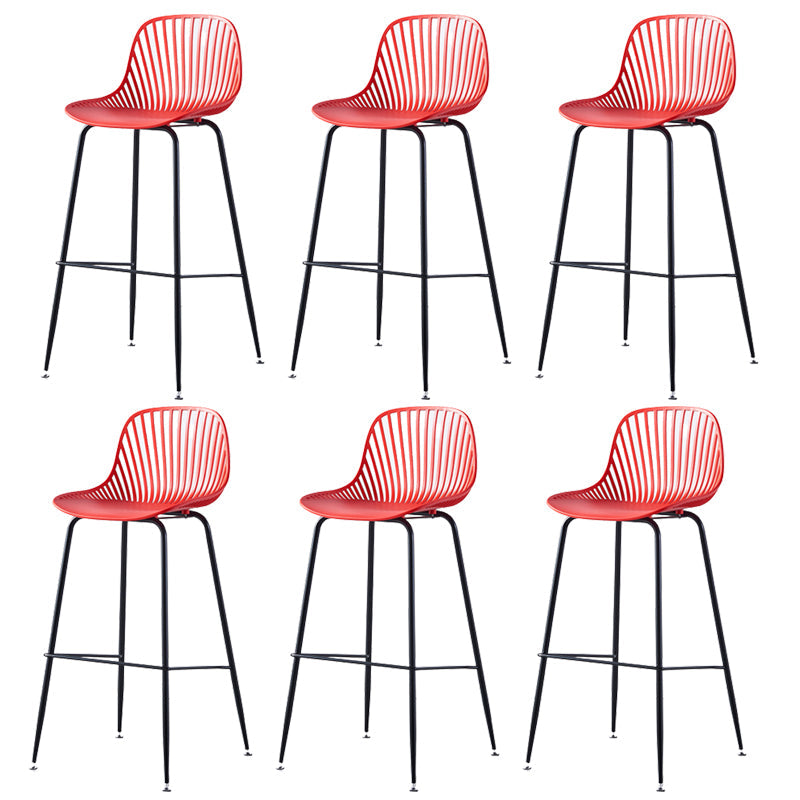 Contemporary Bucket Low Back Armless Bar Stools with Metal Base