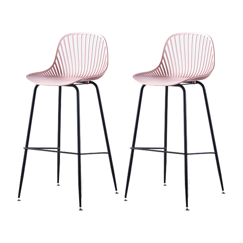 Contemporary Bucket Low Back Armless Bar Stools with Metal Base