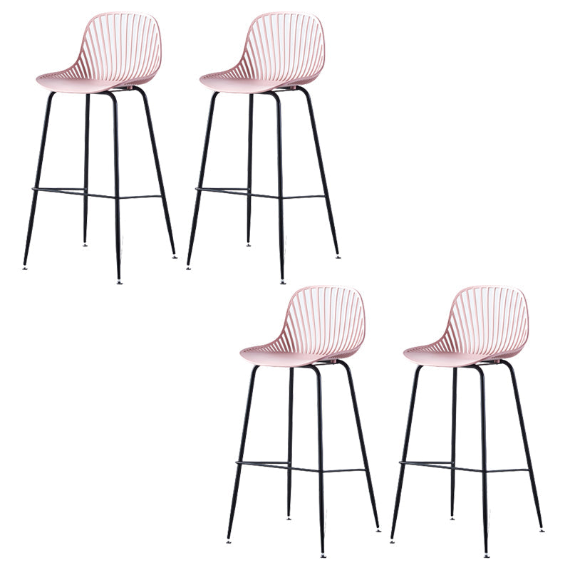 Contemporary Bucket Low Back Armless Bar Stools with Metal Base