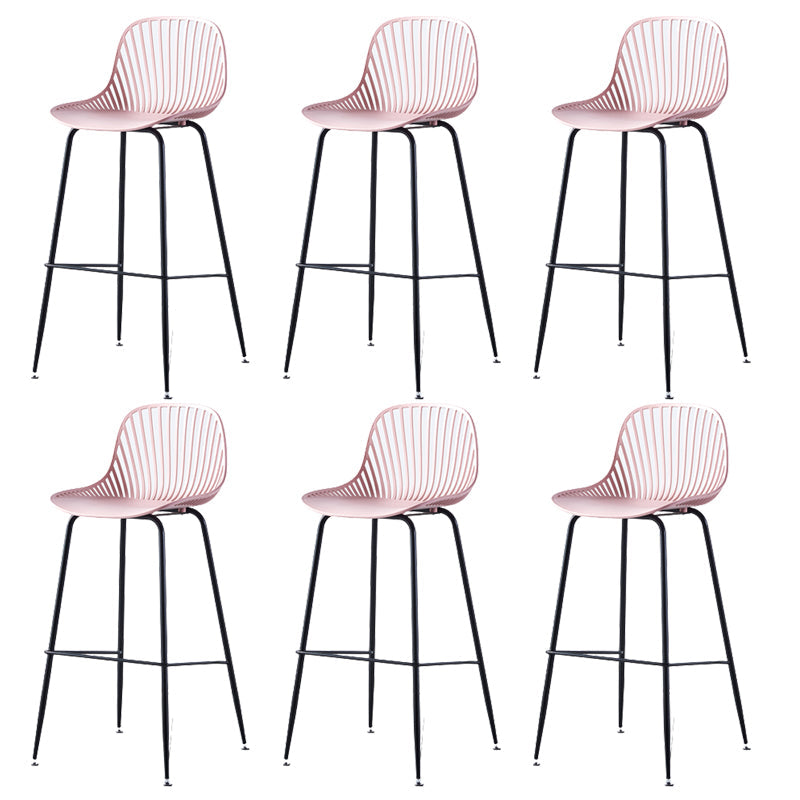 Contemporary Bucket Low Back Armless Bar Stools with Metal Base