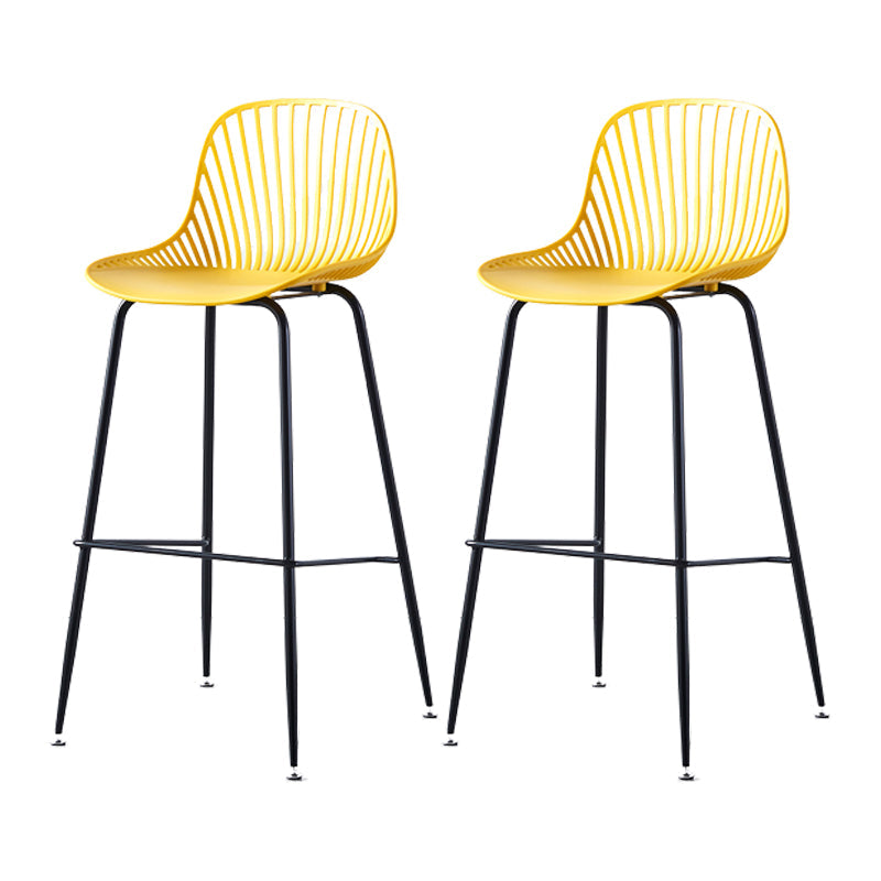 Contemporary Bucket Low Back Armless Bar Stools with Metal Base