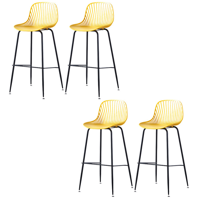 Contemporary Bucket Low Back Armless Bar Stools with Metal Base