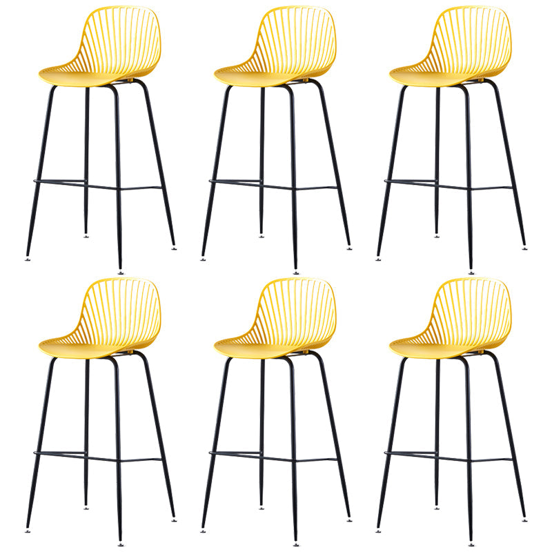 Contemporary Bucket Low Back Armless Bar Stools with Metal Base