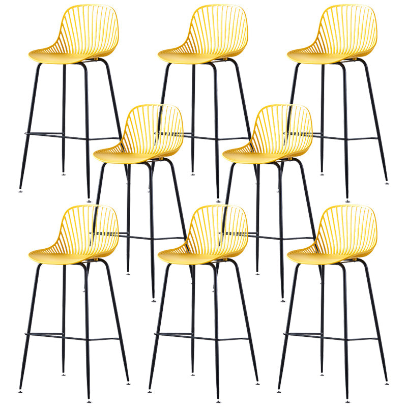 Contemporary Bucket Low Back Armless Bar Stools with Metal Base