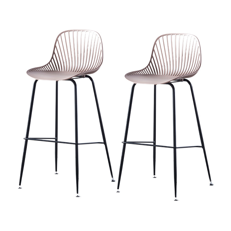 Contemporary Bucket Low Back Armless Bar Stools with Metal Base