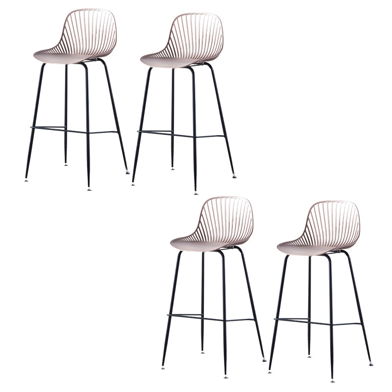 Contemporary Bucket Low Back Armless Bar Stools with Metal Base