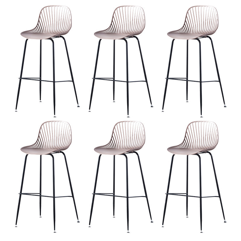 Contemporary Bucket Low Back Armless Bar Stools with Metal Base