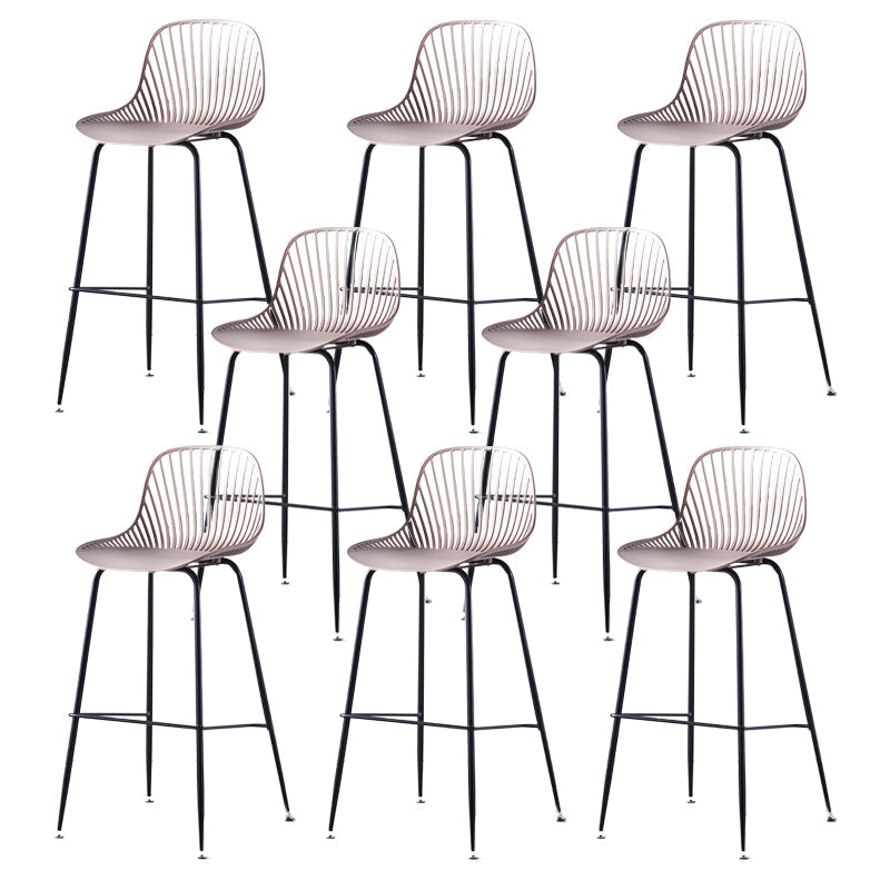 Contemporary Bucket Low Back Armless Bar Stools with Metal Base