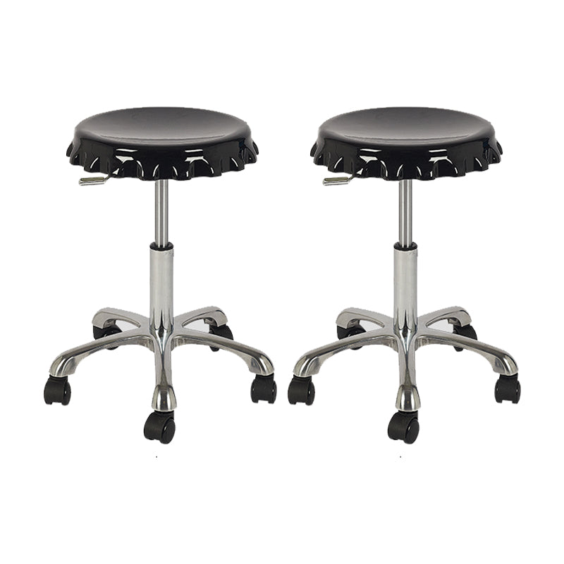 Contemporary Adjustable Backrest Counter High Stool with Metal Base Black 2 Piece Set Short Stool(22"H) Clearhalo 'Bar Furniture' 'Bar Stools' 'bar_stools' 'furn' 'furn_bar_stools' 'Furniture' 'Kitchen & Dining Furniture' 7641506