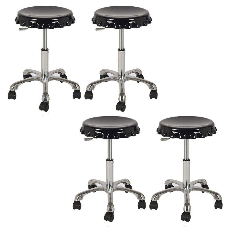Contemporary Adjustable Backrest Counter High Stool with Metal Base Black 4 Piece Set Short Stool(22"H) Clearhalo 'Bar Furniture' 'Bar Stools' 'bar_stools' 'furn' 'furn_bar_stools' 'Furniture' 'Kitchen & Dining Furniture' 7641507