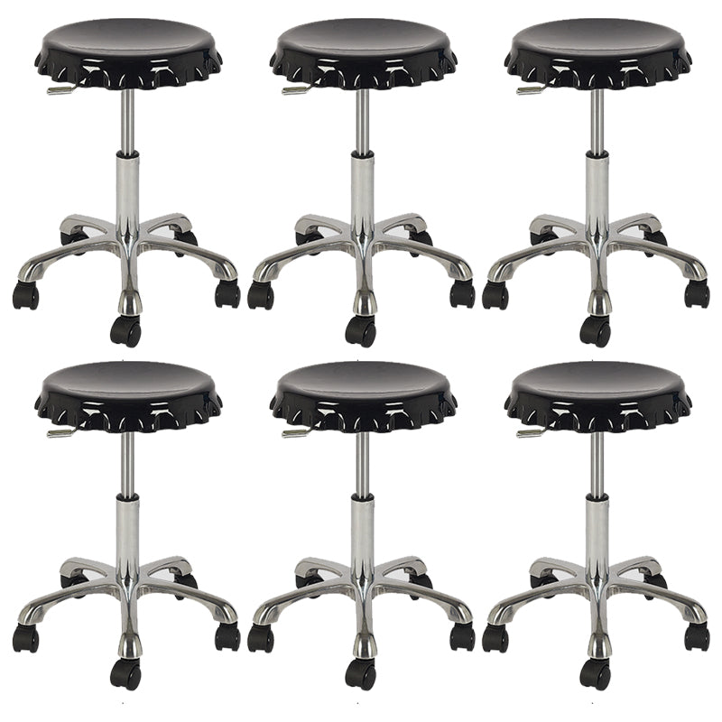 Contemporary Adjustable Backrest Counter High Stool with Metal Base Black 6 Piece Set Short Stool(22"H) Clearhalo 'Bar Furniture' 'Bar Stools' 'bar_stools' 'furn' 'furn_bar_stools' 'Furniture' 'Kitchen & Dining Furniture' 7641510
