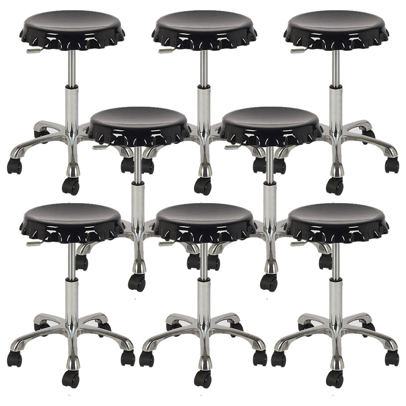 Contemporary Adjustable Backrest Counter High Stool with Metal Base Black 8 Piece Set Short Stool(22"H) Clearhalo 'Bar Furniture' 'Bar Stools' 'bar_stools' 'furn' 'furn_bar_stools' 'Furniture' 'Kitchen & Dining Furniture' 7641511