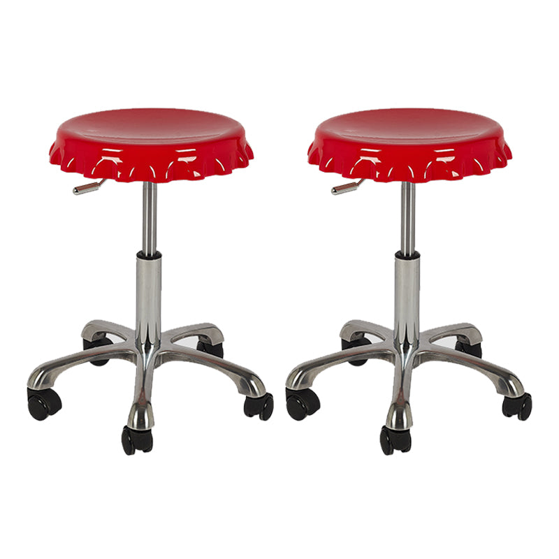 Contemporary Adjustable Backrest Counter High Stool with Metal Base Red 2 Piece Set Short Stool(22"H) Clearhalo 'Bar Furniture' 'Bar Stools' 'bar_stools' 'furn' 'furn_bar_stools' 'Furniture' 'Kitchen & Dining Furniture' 7641515