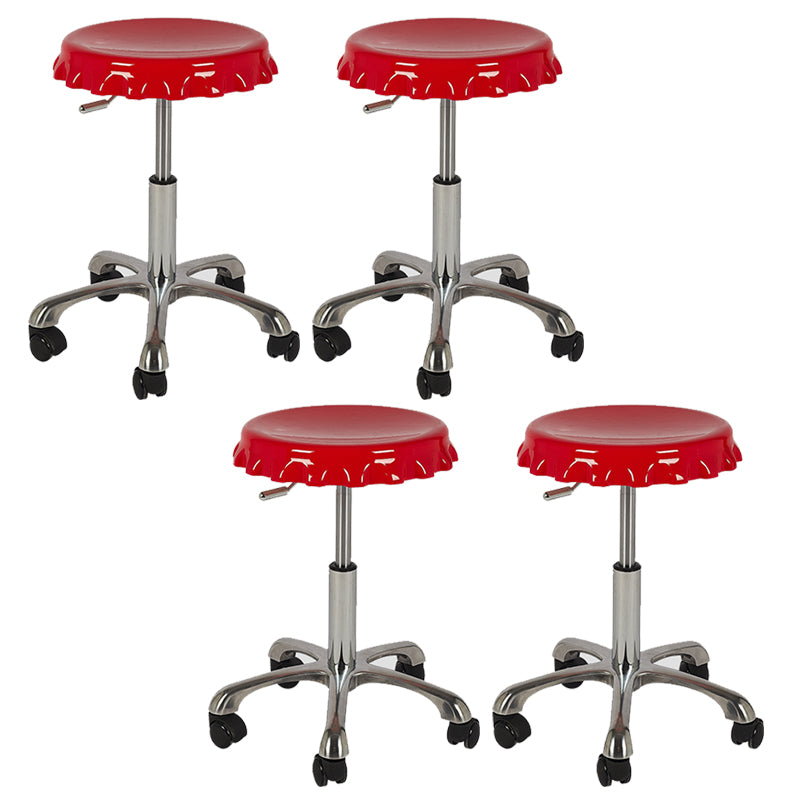 Contemporary Adjustable Backrest Counter High Stool with Metal Base Red 4 Piece Set Short Stool(22"H) Clearhalo 'Bar Furniture' 'Bar Stools' 'bar_stools' 'furn' 'furn_bar_stools' 'Furniture' 'Kitchen & Dining Furniture' 7641517