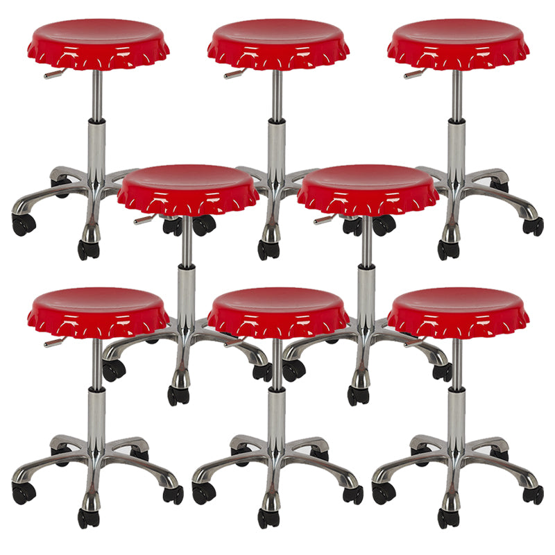 Contemporary Adjustable Backrest Counter High Stool with Metal Base Red 8 Piece Set Short Stool(22"H) Clearhalo 'Bar Furniture' 'Bar Stools' 'bar_stools' 'furn' 'furn_bar_stools' 'Furniture' 'Kitchen & Dining Furniture' 7641521
