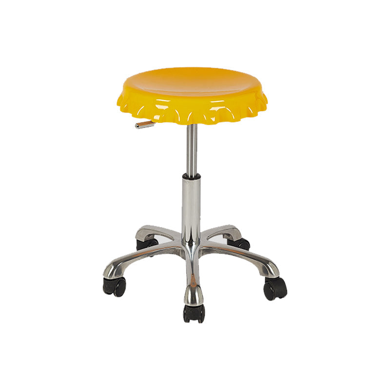 Contemporary Adjustable Backrest Counter High Stool with Metal Base Yellow 1 Piece Short Stool(22"H) Clearhalo 'Bar Furniture' 'Bar Stools' 'bar_stools' 'furn' 'furn_bar_stools' 'Furniture' 'Kitchen & Dining Furniture' 7641523