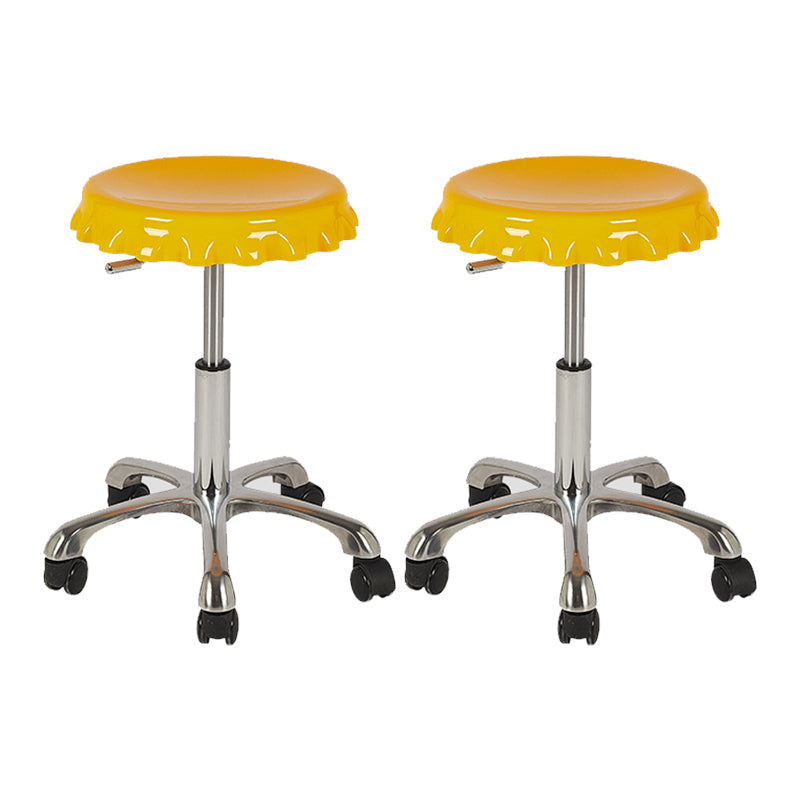 Contemporary Adjustable Backrest Counter High Stool with Metal Base Yellow 2 Piece Set Short Stool(22"H) Clearhalo 'Bar Furniture' 'Bar Stools' 'bar_stools' 'furn' 'furn_bar_stools' 'Furniture' 'Kitchen & Dining Furniture' 7641524