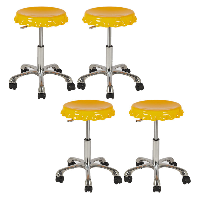 Contemporary Adjustable Backrest Counter High Stool with Metal Base Yellow 4 Piece Set Short Stool(22"H) Clearhalo 'Bar Furniture' 'Bar Stools' 'bar_stools' 'furn' 'furn_bar_stools' 'Furniture' 'Kitchen & Dining Furniture' 7641525