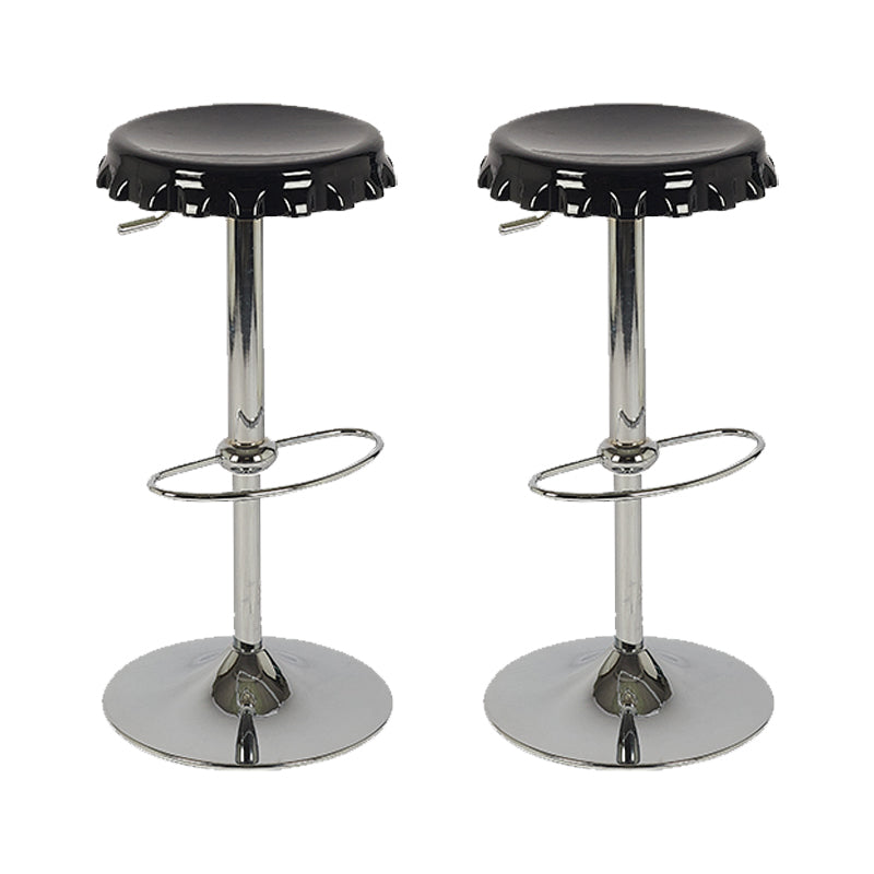 Contemporary Adjustable Backrest Counter High Stool with Metal Base Black 2 Piece Set Bar Stool(31"H) Clearhalo 'Bar Furniture' 'Bar Stools' 'bar_stools' 'furn' 'furn_bar_stools' 'Furniture' 'Kitchen & Dining Furniture' 7641529